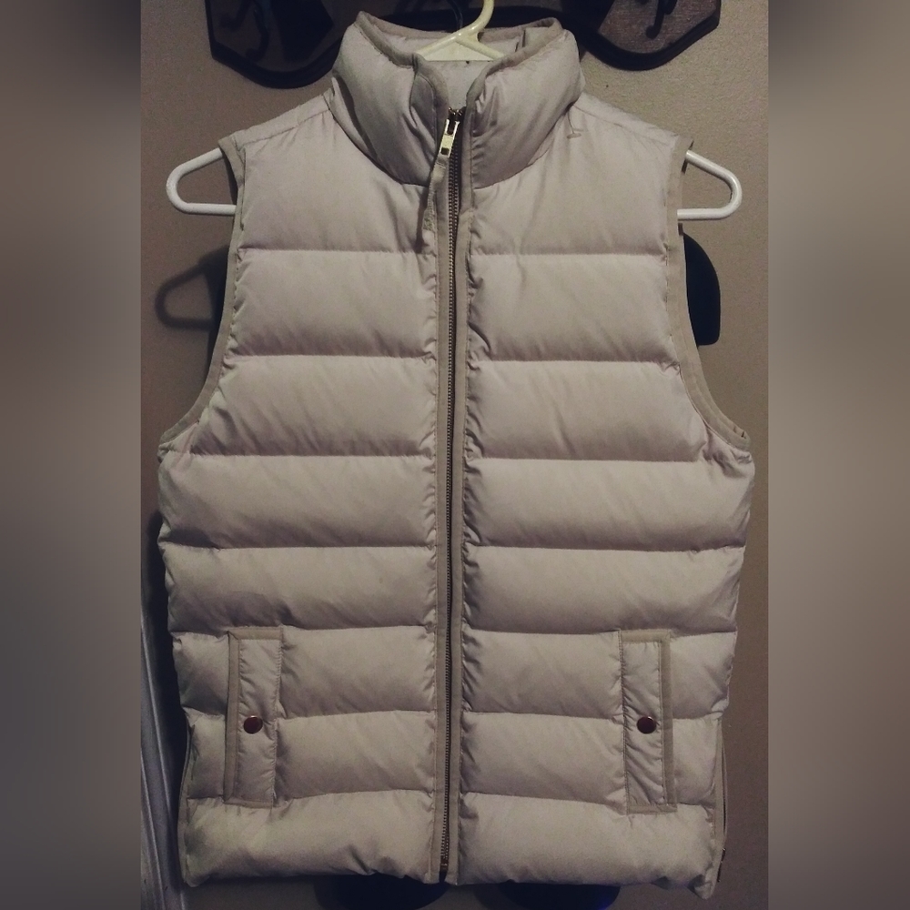 J. Crew Cream Quilted Puffer Vest